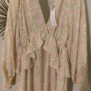 NWT TOPSHOP Ivory Floral Double V-neck Maternity Midi Dress